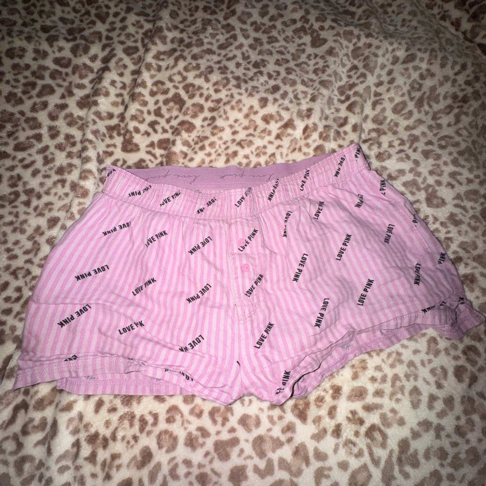 Victoria's Secret Pink Striped 'Love Pink' Lounge Shorts